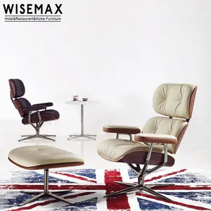 Wisemax đồ nội thất thiết kế hiện đại đồ nội thất phòng khách văn phòng nhà Wing giọng xoay da sợi thủy tinh ghế bành với Ottoman