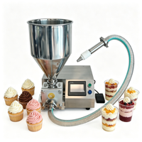 Machine de remplissage semi-automatique pour cupcakes multicolores, mousses aux fruits, coupes de pâtisserie, biscuits, puddings et desserts de boulangerie