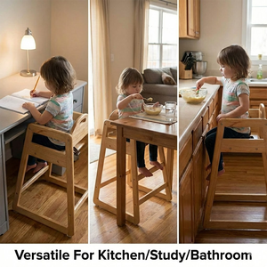 Seggiolone Moderno in Legno per Bambini con Design Ergonomico, Sgabello in Legno Massello per <span class=keywords><strong>Cucina</strong></span> e Camera da Letto - Product Image 6