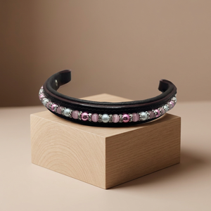 Fronture de cheval en cuir de haute qualité avec un design élégant en perles |   Fabricant et grossiste d'articles d'équitation, bridons pour chevaux anglais - Product Image 2