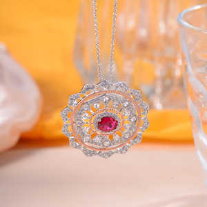 Conjunto de Joyería de Plata de Ley con Broche de 2 Quilates, Collar de Ópalo, Rubí y Circonita Cúbica, Moda, Importaciones al por Mayor - Product Image 4
