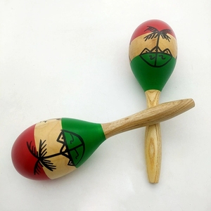 Maracas en bois peintes à la main en forme de palmier, instrument de percussion Orff pour enfants - Product Image 3
