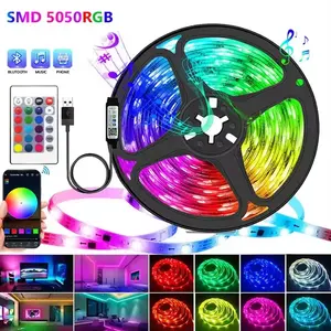 Siêu phổ biến thông minh 5050RGB <span class=keywords><strong>LED</strong></span> Strip ánh sáng Set cho điều khiển âm nhạc đầy màu sắc nhịp điệu TV Đèn Nền chiếu sáng cho ứng dụng di động - Product Image 3