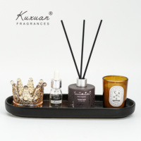 Plateau de Décoration Maison Moderne Luxe Léger, Organisateur de Comptoir en Céramique avec Bougies d'Aromathérapie sans Flamme en Cristal et Huiles Essentielles
