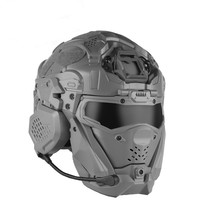 Casque Intégral de Combat Couleur Unie avec Micro-Casque de Communication Intégré