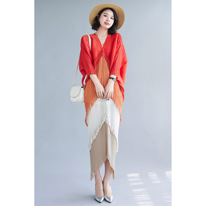 Eleganti <span class=keywords><strong>Abiti</strong></span> <span class=keywords><strong>da</strong></span> <span class=keywords><strong>Sera</strong></span> in Poliestere per Donne Africane Taglie Forti <span class=keywords><strong>Taglia</strong></span> Unica Lunghezza Lunga con Frange a Contrasto Colore Plissettato Stile Sexy - Product Image 2