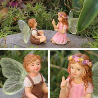 HOGAO ensemble en résine pour toujours amis féeriques assis partager des moments magiques 2 figurines miniatures fées forêt 2 pièces