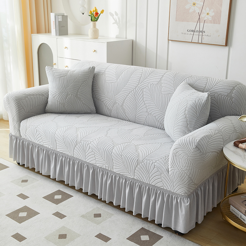 Jacquard Sofa Cover with Leaf Pattern