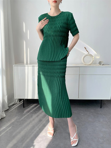 Conjunto de Falda Larga hasta el Tobillo con Pliegues Hechos a Mano para Mujer, Elegante y Juvenil, con Doble Pliegue, Novedad de Verano 2026 - Product Image 5