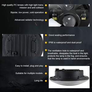 Faros Delanteros LELANPU para Camioneta, Estilo Ojos Futuristas, Accesorios para Motocicleta, Faros LED Redondos de 7 Pulgadas para Todoterreno, para Jeep Wrangler - Product Image 3