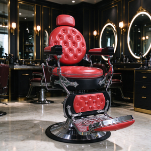 Vintage Red Tufted <b>Barber</b> Chair and Shampoo Chair <b>Set</b> Luxury Hydraulic Reclining <b>Barber</b> Chair with Black Ceramic Bowl Shampoo Ch - Product Image 4