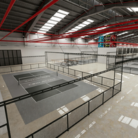Complexe de pickleball intérieur avec structure en acier, panneaux acoustiques en laine de roche, certifié CE, éclairage suspendu, prêt à l'emploi en usine