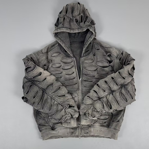 Felpe con Zip Personalizzate da Uomo, Stile Streetwear, Oversize con Doppia Cerniera, Effetto Vintage e Lavato - Product Image 1