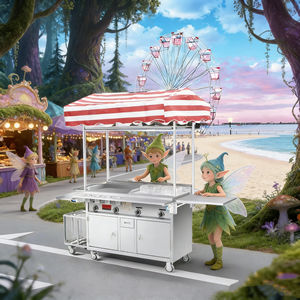 Chariot à Snacks Convertible 4 Roues en Acier Inoxydable Résistant à la Rouille avec Grille Chauffante Intégrée, Garantie 1 An, Montage Facile - Product Image 1