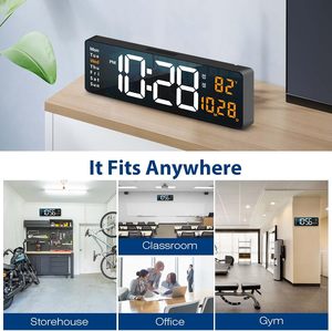 Horloge murale LED de 16 pouces avec affichage numérique minimaliste de la température, de la date et du jour de la semaine, télécommande ABS pour la décoration du <span class=keywords><strong>salon</strong></span> - Product Image 5