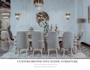 Cao cấp phòng ăn đồ nội thất chạm khắc chân gỗ cổ bàn ăn đặt 10 chỗ ngồi nhà hàng nhân tạo bằng đá cẩm thạch bàn ăn - Product Image 3