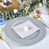 Assiettes de présentation rondes en plastique doré de 13 pouces, style luxe, pour décoration de table de mariage, vente en gros