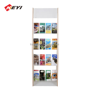 Op Maat Gemaakte 4-Tier Vloer-Mounted Display Rack Hout En Acryl Kaart & <span class=keywords><strong>Magazine</strong></span> Stand - Product Image 1