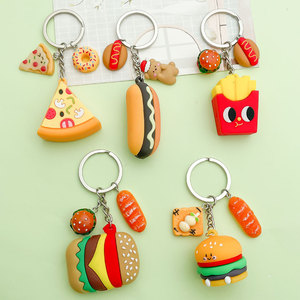 Porte-clés 3D mignon de restauration rapide, mini-attrape-somnoleurs en forme de burger, pizza, frites, hot-dog, beignet, pain, pendentif de sac à chaîne, thème snack - Product Image 1