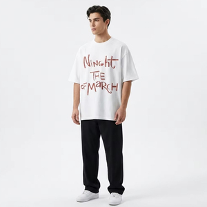 Heavyweight Cotton Vintage Graphic T <b>Shirt</b> Men Streetwear Custom Logo Oversized Boxy Fit <b>White</b> <b>Plain</b> <b>Plain</b> Printed Tee <b>Shirts</b> - Product Image 3
