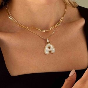 Collar con Colgante de Letra de Zirconia para Mujer, Joyería Personalizada de Moda, Venta Caliente, Collar con Inicial de Acero Inoxidable con Baño PVD de 18K - Product Image 2