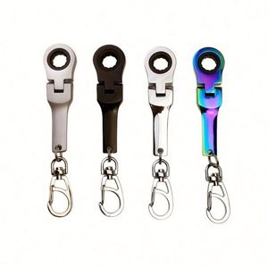 10mm Ratcheting Wrench Keychain Metal <b>Key</b> <b>Ring</b> Multi-Function Use Car Accessories Mini Shaped Adjustable Tools <b>Bag</b> Pendants - Product Image 1