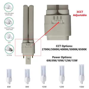 GX24Q GX24D G24D G24Q E26 E27 E14 base 120lm/W 6W 8W 10W 12W E27 luz LED de maíz