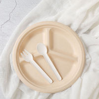 Assiette plate jetable en bagasse de canne à sucre biodégradable de qualité alimentaire, écologique, blanche, 9 pouces, pour restaurant