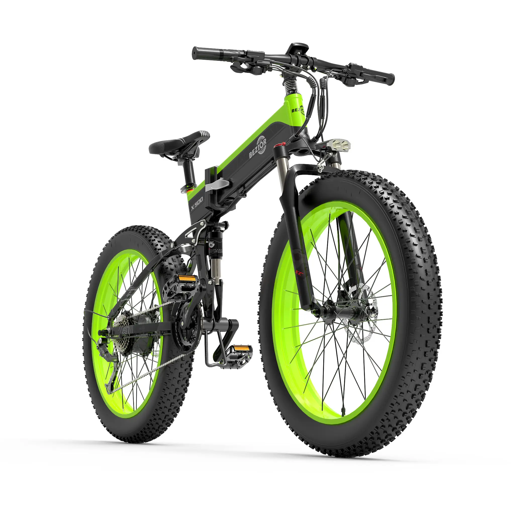 유럽 창고 26 인치 전기 산악 자전거 BEZIOR X500 접이식 500w 모터 12.8AH 도로 지방 타이어 전기 먼지 자전거