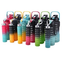 도매 3 개 세트 1800ml 750ml 300ml 그라데이션 플라스틱 물병 휴대용 젖빛 2L 플라스틱 물병