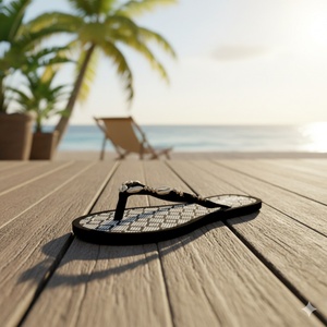 Sandales de plage pour femmes, tongs en coquillages, sangle à perles dorées, motif quadrillé noir et blanc, pantoufles d'été, logo personnalisé - Product Image 2