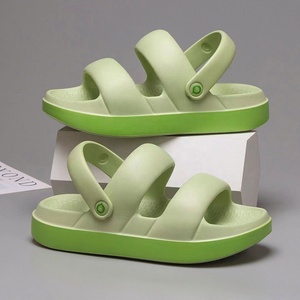 Sandales plates en gelée de couleur unie à bout ouvert avec bride à boucle, semelle extérieure antidérapante en EVA, style à enfiler pour l'été - Product Image 3