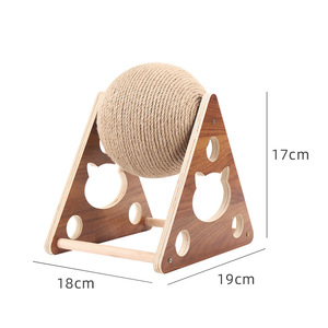 Fournitures durables pour animaux de compagnie Planche à gratter moderne en bois pour chat Tour d'arbre à chat avec boule de sisal Jouets pour chat - Product Image 2
