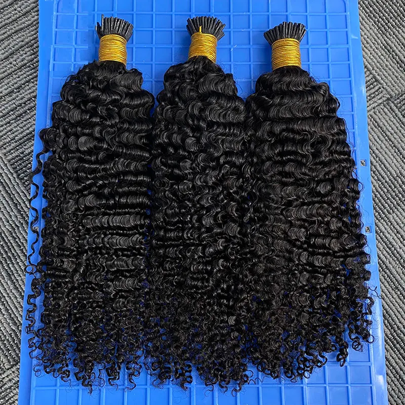 I Tip Hair Extensions Microlinks 3b 3c Curly I Tip Microlinks For Black Women Natural Wave Malaysian 100% Human Hair