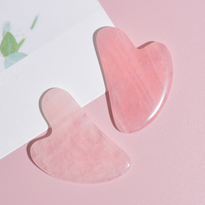 Venta directa de fábrica, logotipo personalizado gratuito, cuarzo rosa, gua sha, herramienta de masaje guasha, piel rosa, gua sha con caja - Product Image 2