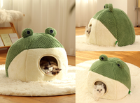 Maisonnette pour animaux de compagnie de la série Original Frog, quatre saisons, chaude, fermée, pour chat, lit pour chien, abri coupe-vent pour l'automne et l'hiver