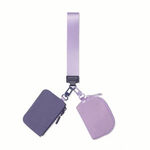 Custom <b>Mini</b> Zip Around Keychain Dual <b>Pouch</b> Portable Wristlet Wallet Logo Factory Wholesale Lemon Coin Purse Nylon Fashion Unisex - Product Image 5