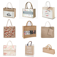 Sacs fourre-tout promotionnels en toile de jute et lin, écologiques et réutilisables, imprimés en couleur, avec logo personnalisé et taille adaptable, vente en gros