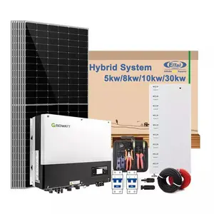 Energi 10Kw 20Kw 30Kw 3 Fase Panel Surya 20000W Penyimpanan Energi 8Kw Sistem Inverter Hibrida Rumah Lengkap untuk Industri