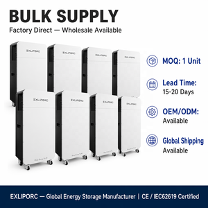 แบตเตอรี่ EXLIPORC 16kWh 400V HV LiFePO4 ความจุ 256kWh ขยายได้ พร้อมระบบ DC Boost สำหรับสำรองไฟบ้านทั้งหลัง มาตรฐาน IP65 CE ระบายความร้อนด้วยอากาศ ติดตั้งบนพื้น โรงงานผลิต - Product Image 5