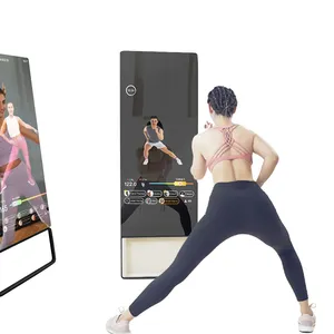 Miroir de fitness magique debout de 43 pouces, lecteur publicitaire interactif, écran tactile Lcd intelligent, miroir intelligent android avec caméra