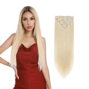 S-noilite Nga đầy đủ tỏa sáng 18 clip trong phần mở rộng tóc con người thực sự tóc 18 20 22 24 inch tóc con người clip trong phần mở rộng