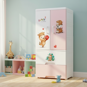 Gran oferta, venta al por mayor, cajón de 3 capas, dos puertas abiertas, colgantes o compartimentos + <span class=keywords><strong>cajones</strong></span> de 2 capas, Material PP <span class=keywords><strong>para</strong></span> almacenamiento de ropa <span class=keywords><strong>para</strong></span> niños - Product Image 2