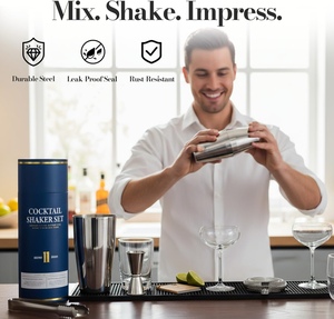 Ensemble de shaker à cocktails en vente flash avec support, kit complet de barman, ensemble de shaker Boston pour <span class=keywords><strong>bar</strong></span>, pub, restaurant - Product Image 4