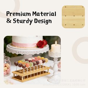 Expositor de madera porosa para piruletas, expositor de mostrador para tiendas departamentales para pequeños brochetas de espino glaseado, cumpleaños - Product Image 4