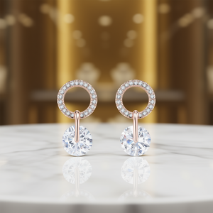 Pendientes colgantes de cristal chapados en oro rosa de lujo para mujer, joyería geométrica para fiesta, engaste con bisel, tono oro blanco - Product Image 2