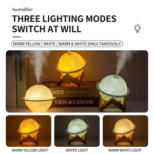 Humidificador Ultrasónico con Forma de Planeta, Luz LED de 3 Colores, Control Táctil, Aromaterapia, Portátil, USB, Plástico para el Hogar - Product Image 2
