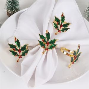 ที่ใส่ผ้าเช็ดปากทำจากไม้หรูหราทันสมัยลายใบไม้สีทองคริสตัลวินเทจสำหรับการตกแต่งโต๊ะในงานแต่งงานวันหยุด - Product Image 3