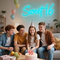 Tatlı 16 Neon burcu Dimmer anahtarı Birthday doğum günü partisi için işareti tatlı onaltı Neon işık doğum günü partisi