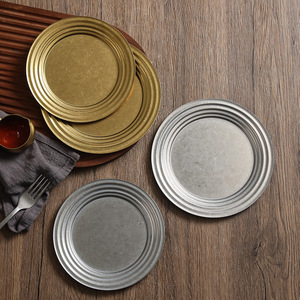 Stainless Steel Round Retro Cafe Gold Dessert Tray 18cm For Hotel Meals - Product Image 2